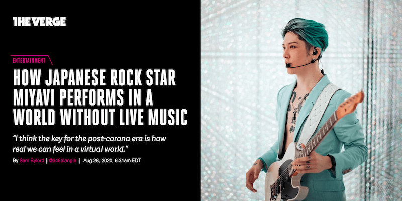 Synthesis Live project showcase image 2 -
                    A groundbreaking virtual live event featuring an interactive live performance by Miyavi in a fully v...